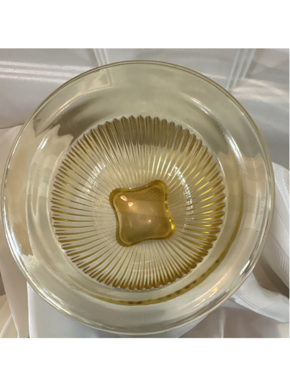 Yellow Glass Ribbed Round bowl - Picture 2 of 7